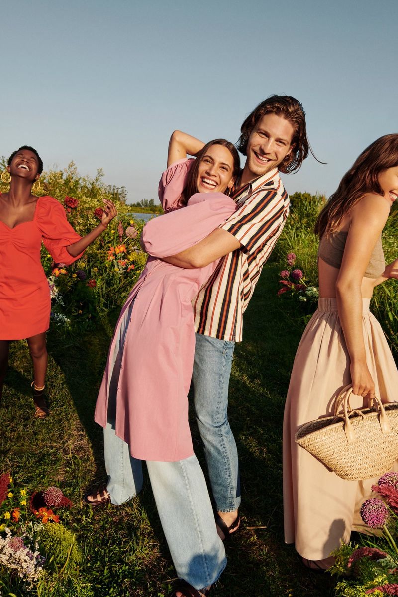 All smiles, Oumie Jammeh, Kaya Wilkins, Boyd Gates, and Andreea Diaconu front Mango's summer 2020 campaign.