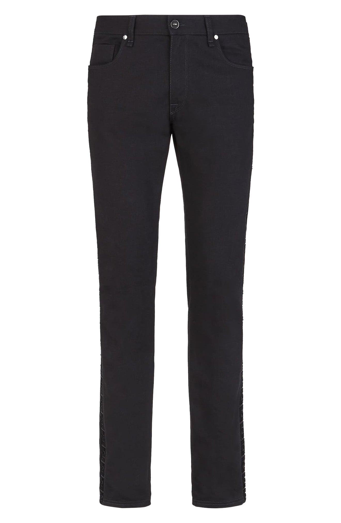 Men’s Fendi Ff Velvet Stripe Slim Fit Jeans, Size 32 - Black | The ...