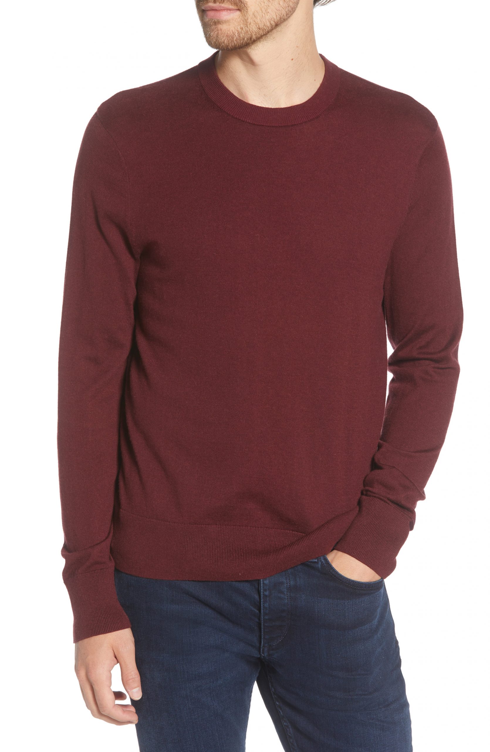 Men’s Rag & Bone Barrow Colorblock Sweater, Size X-Large - Burgundy ...