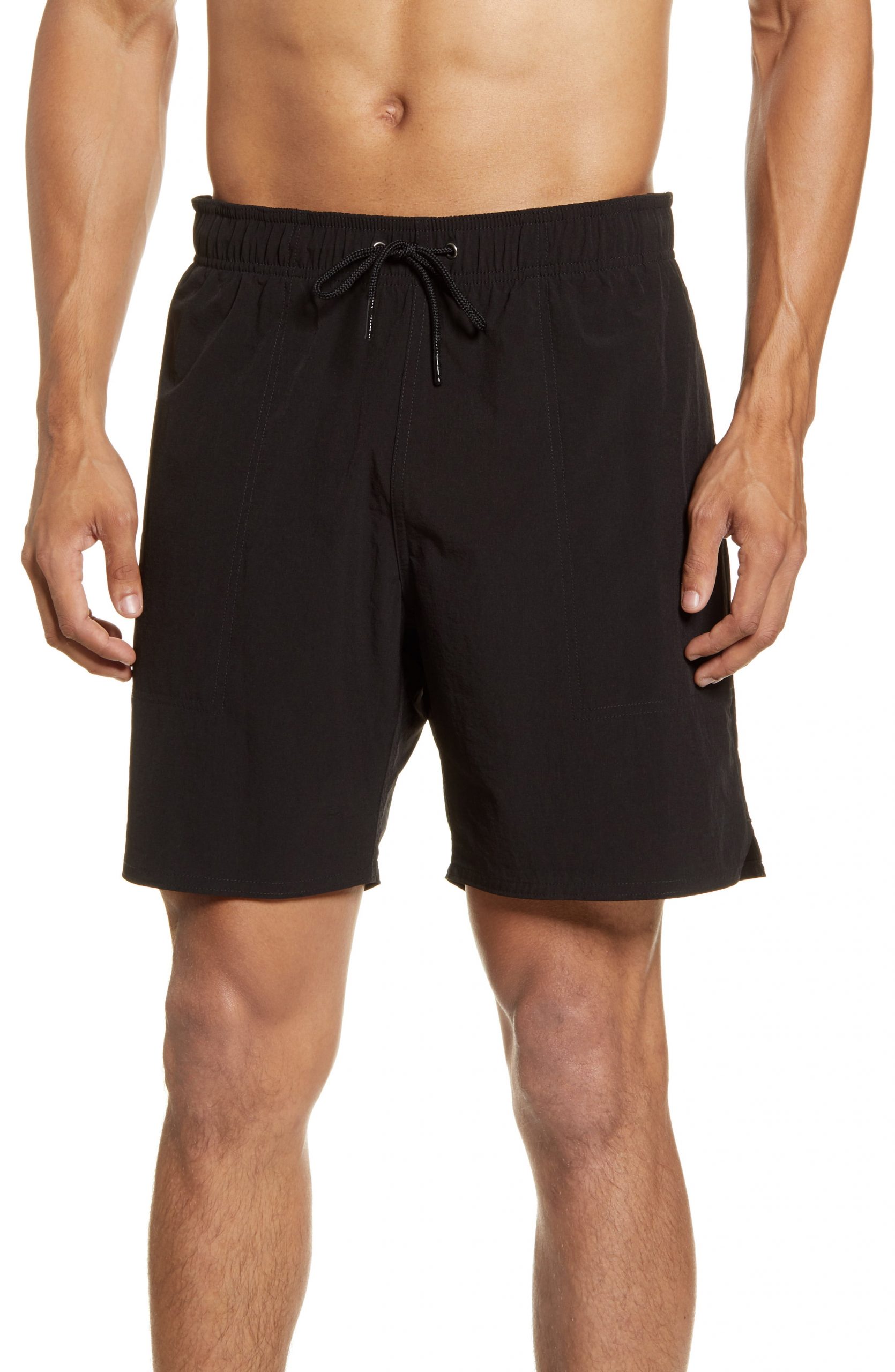 Men’s Saturdays Nyc Danny Solid Board Shorts, Size 33 - Black | The ...