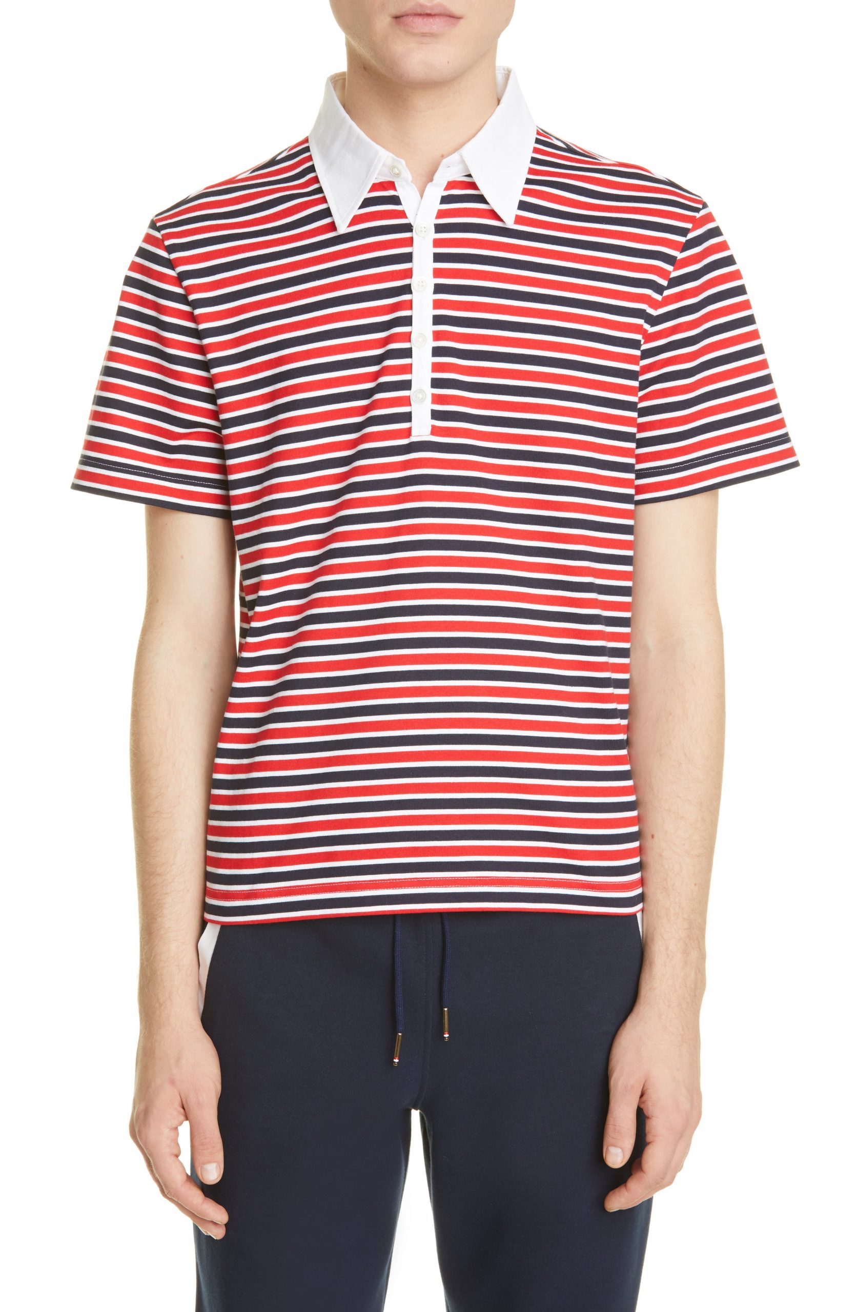 Men’s Thom Browne Stripe Cotton Polo Shirt, Size 1 - Red (Nordstrom ...