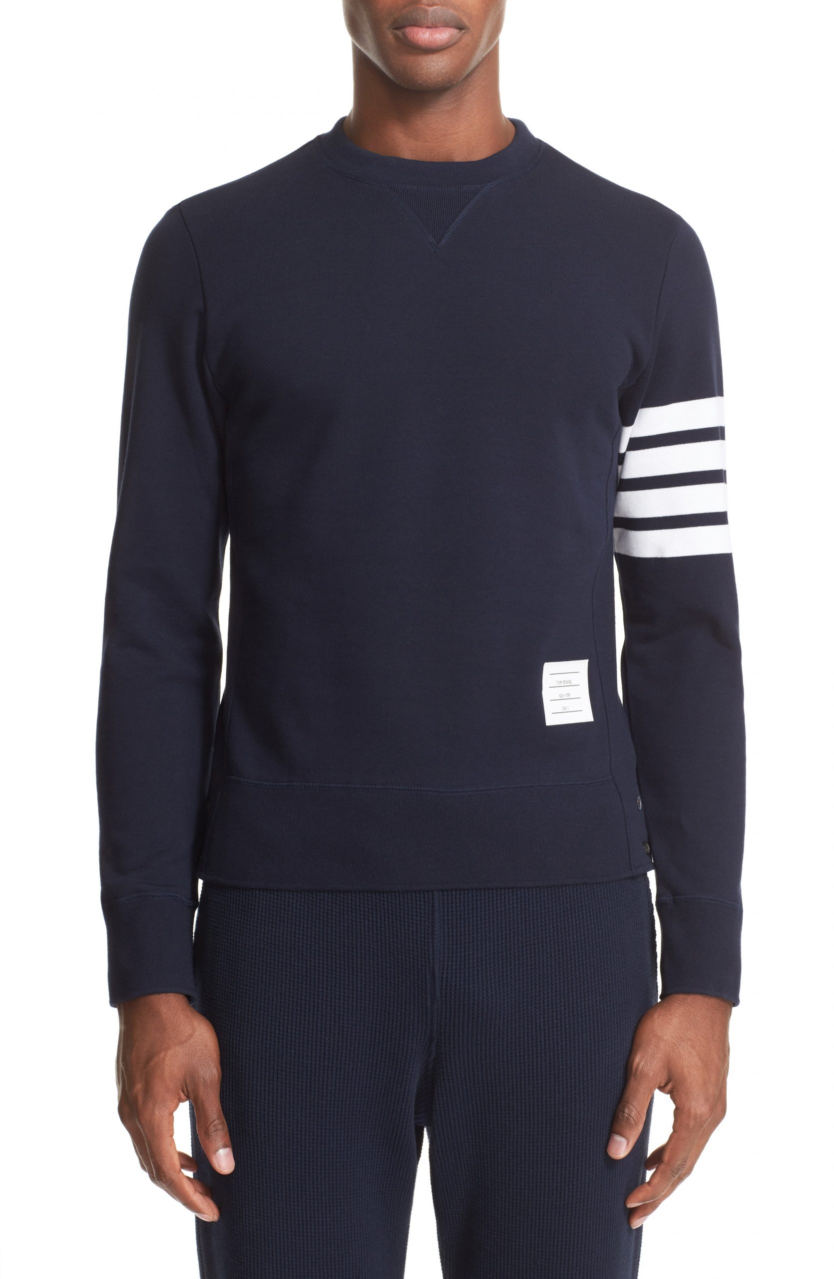 Men’s Thom Browne Stripe Sleeve Sweatshirt | The Fashionisto