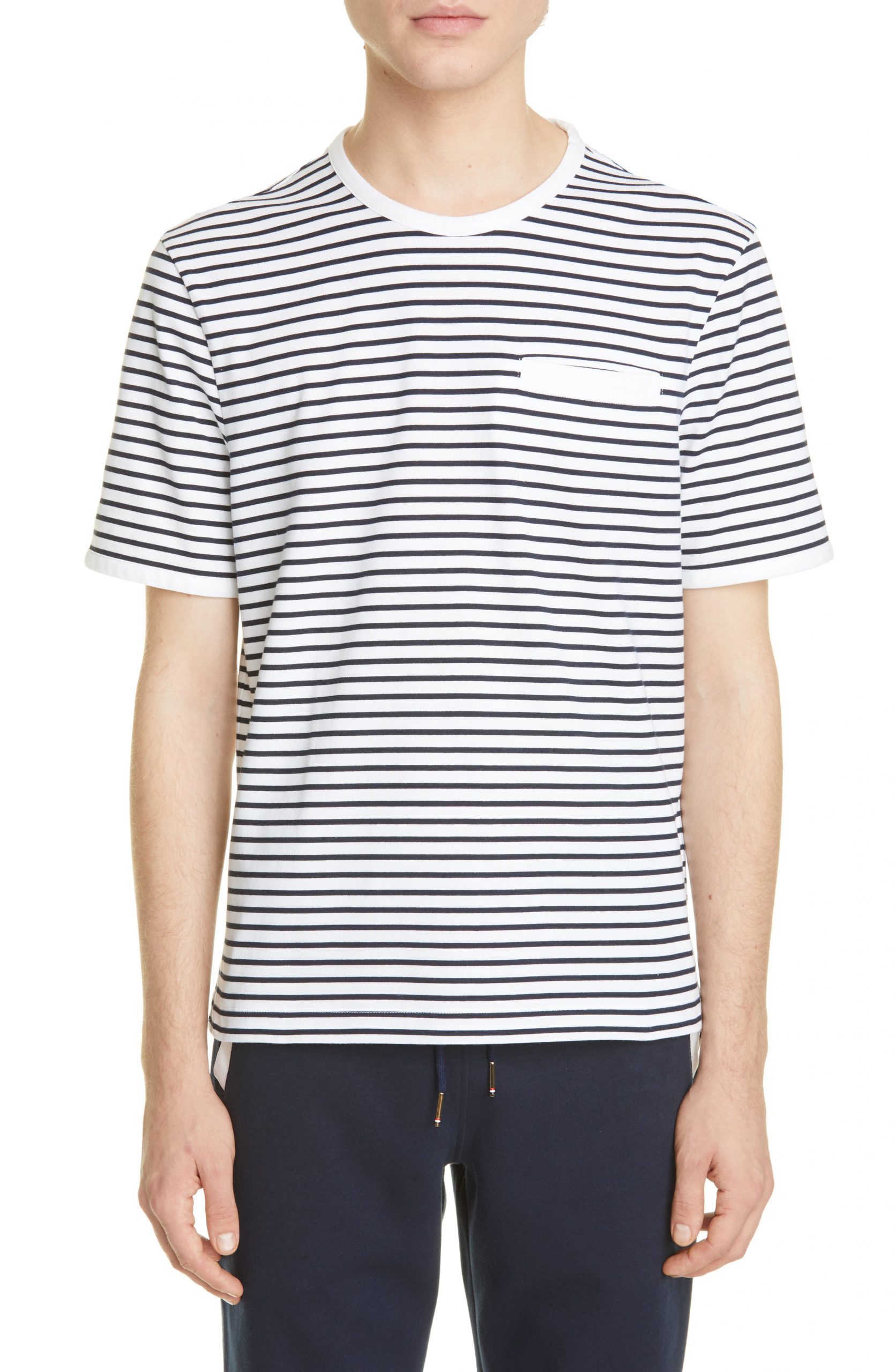 Men’s Thom Browne Stripe Welt Pocket Cotton T-Shirt, Size - (Nordstrom ...