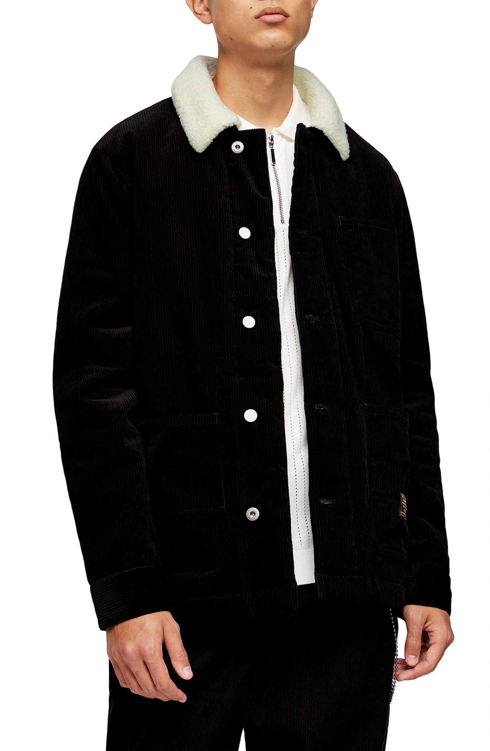 borg lined cord jacket mens