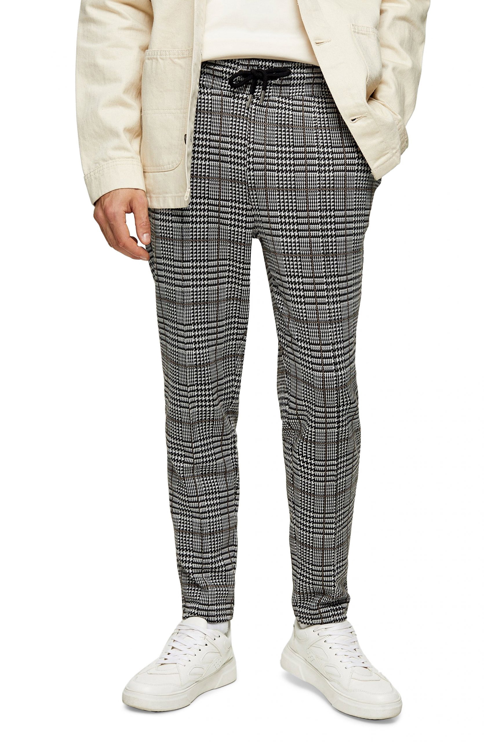 mens grey check joggers