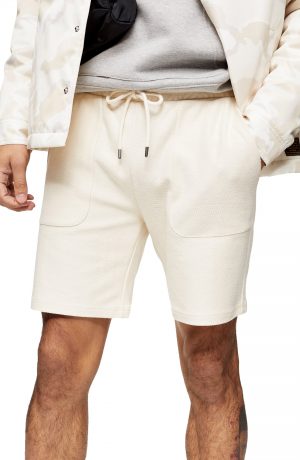 Men's Topman Classic Fit Cotton Twill Shorts, Size X-Small - Ivory Men's Topman Classic Fit Cotton Twill Shorts, Size X-Small - Ivory