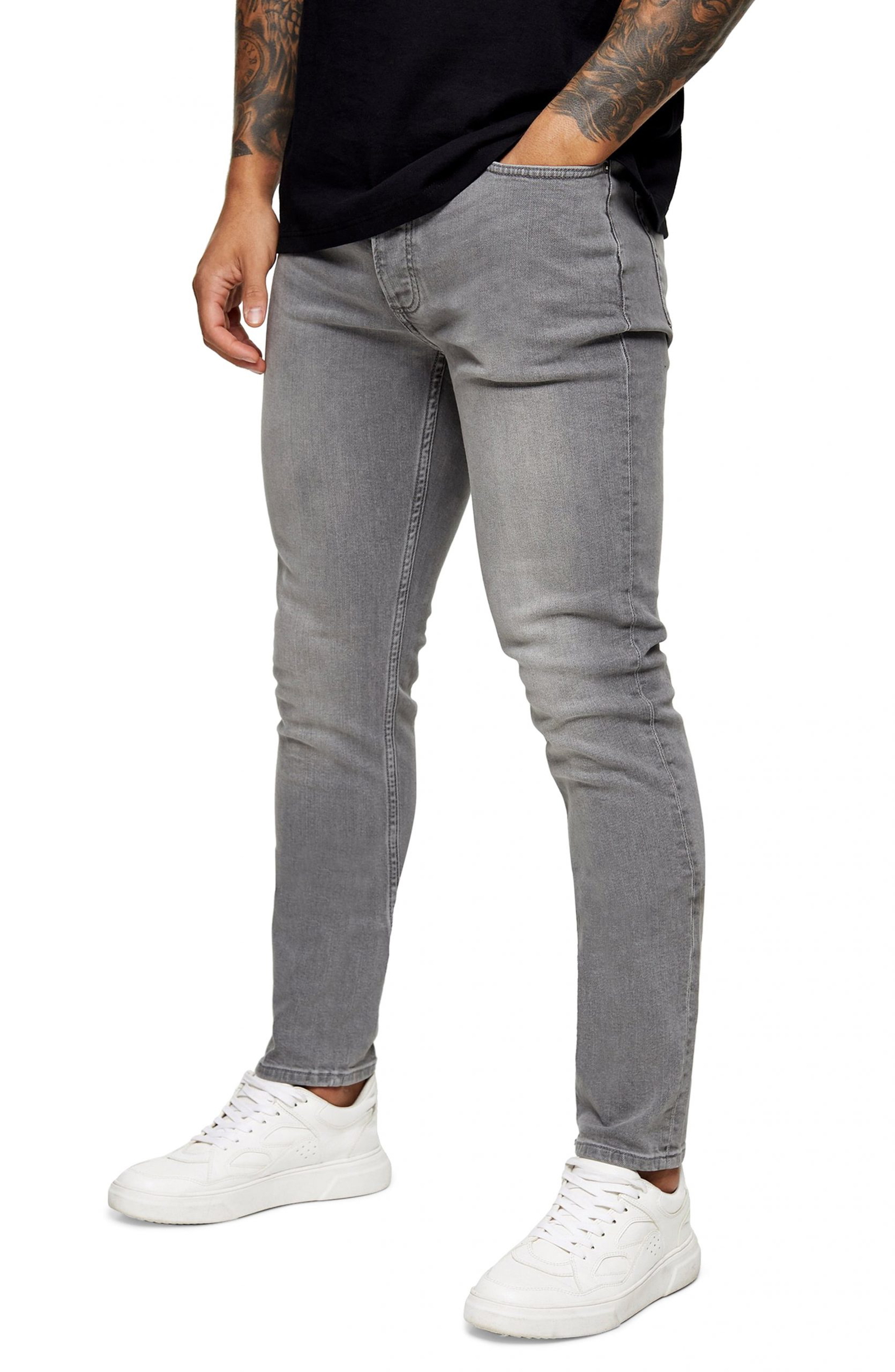 Men S Topman Mid Gray Skinny Jeans Size 32 X 34 Grey