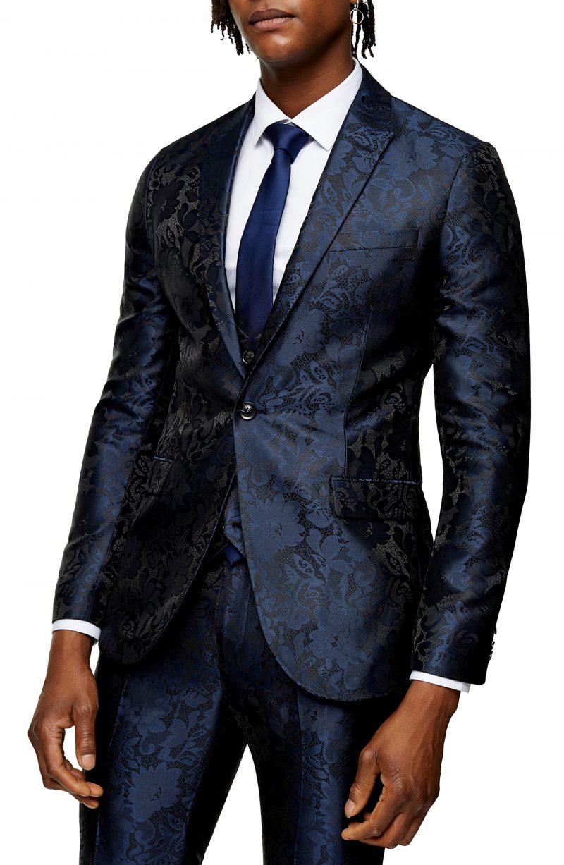 man signature skinny fit jacquard tracksuit with tape