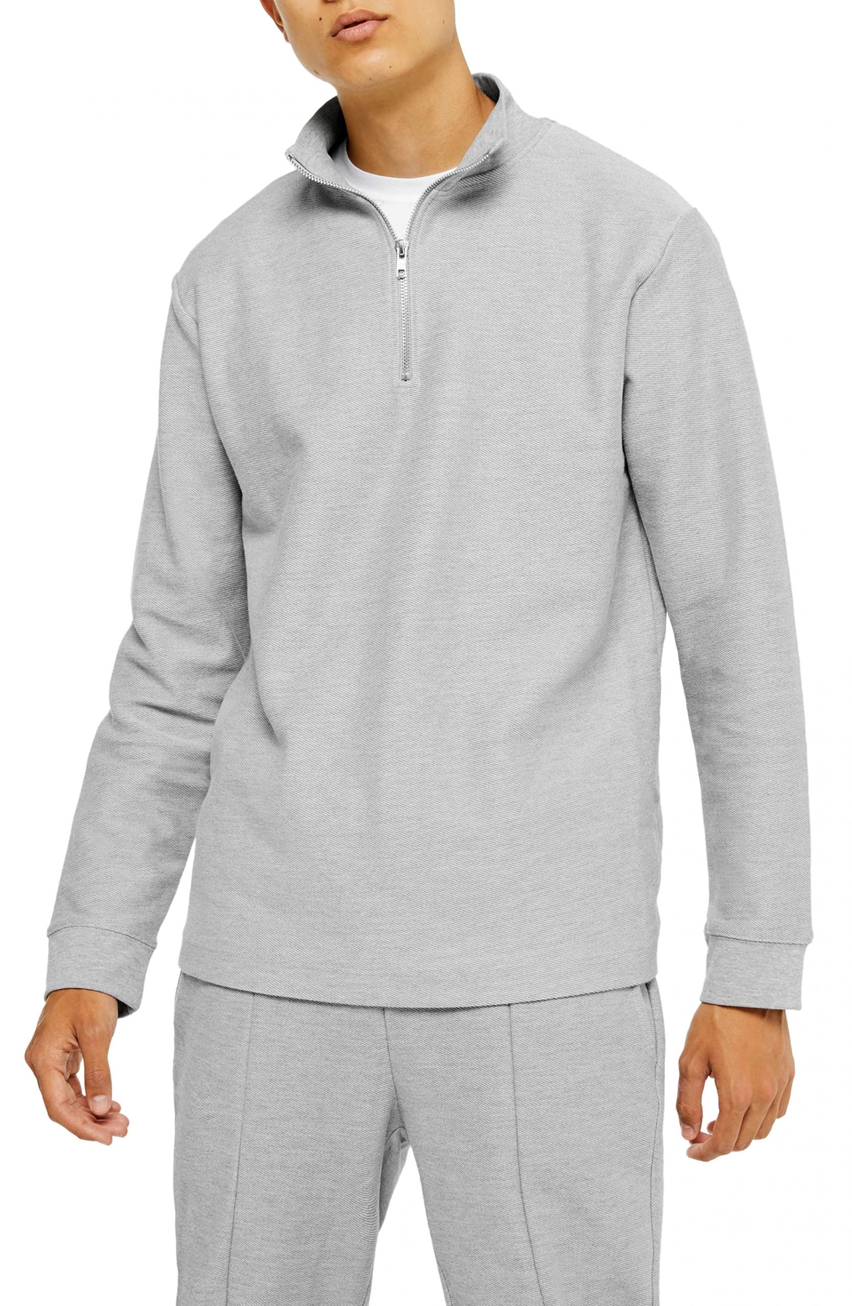 Download Men's Topman Quarter Zip Pullover, Size Medium - Grey ...