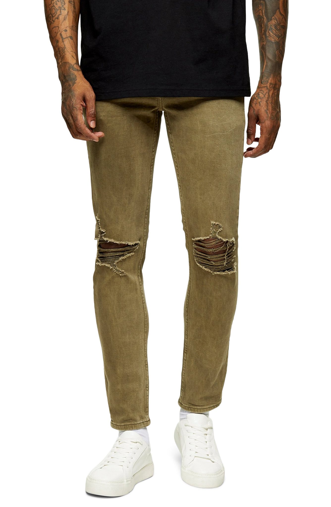 Men’s Topman Ripped Skinny Fit Jeans, Size 30 x 32 - Green | The ...