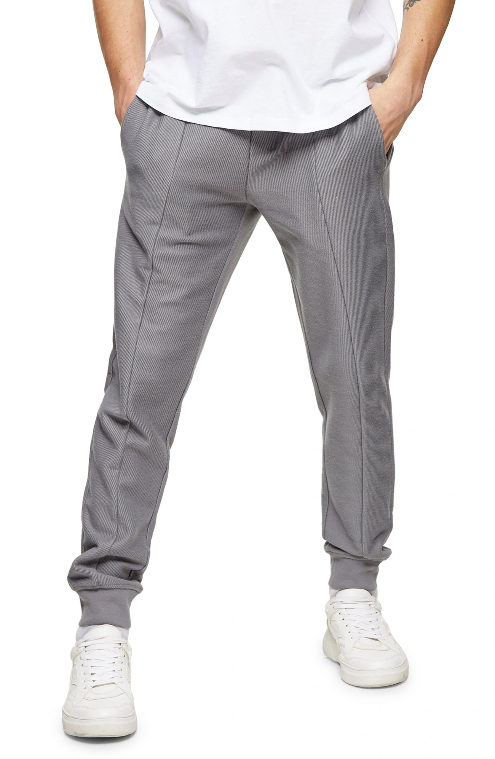 Men’s Topman Skinny Fit Twill Jogger Pants, Size Medium - Grey | The ...