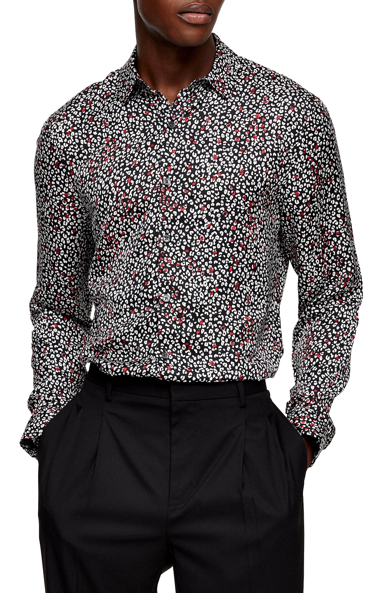 mens leopard print button up shirt