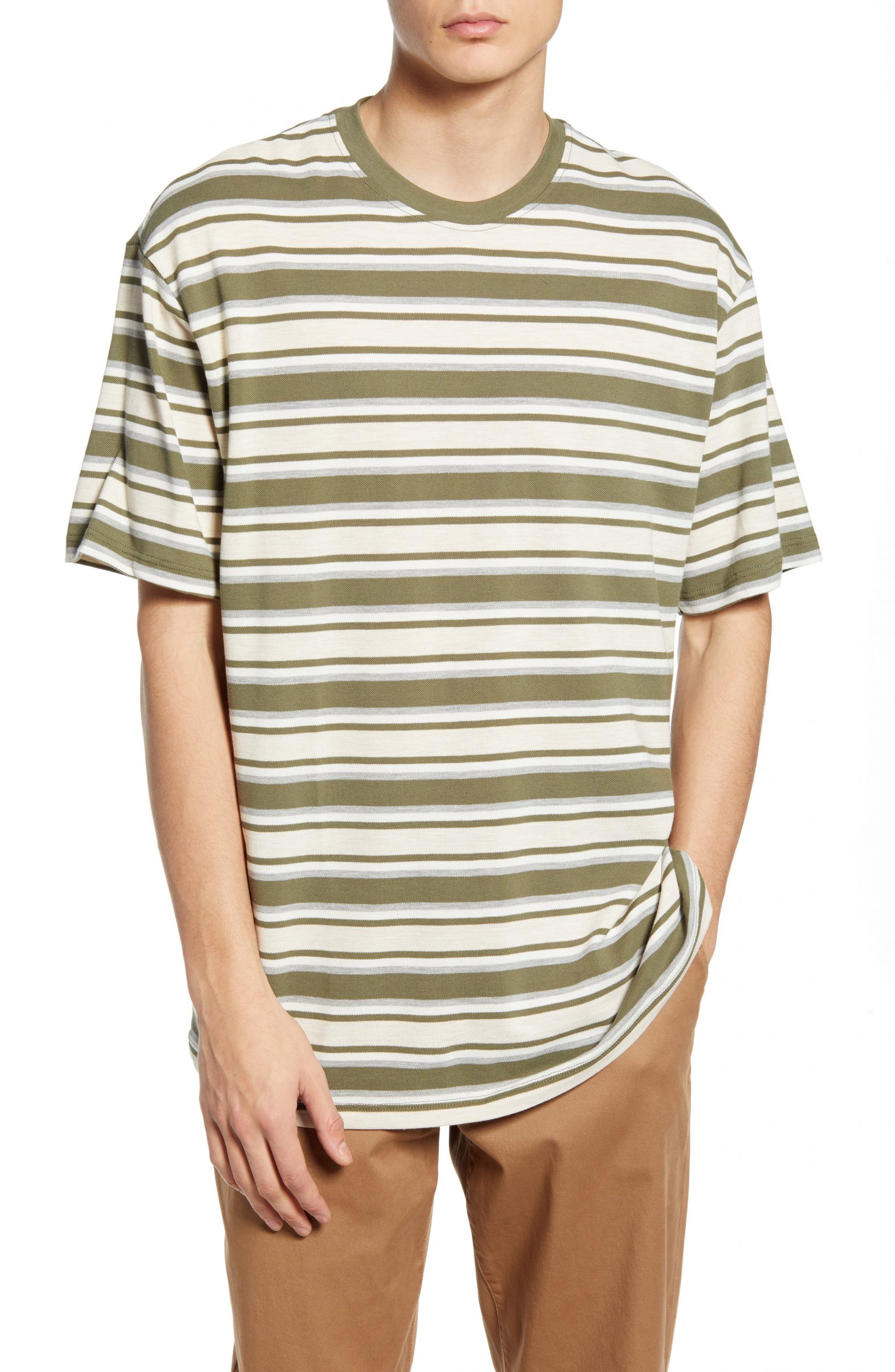 Men’s Topman Stripe Pique T-Shirt, Size XX-Small - Green | The Fashionisto