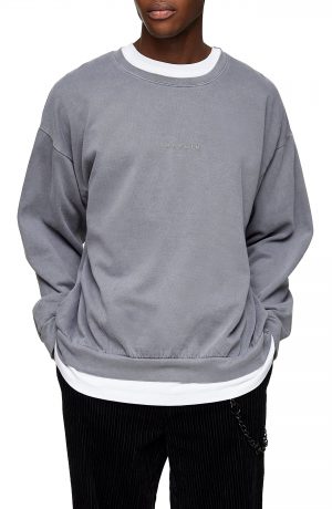 Men's Topman Washed Berlin Classic Fit Sweatshirt, Size Medium - Grey Men's Topman Washed Berlin Classic Fit Sweatshirt, Size Medium - Grey