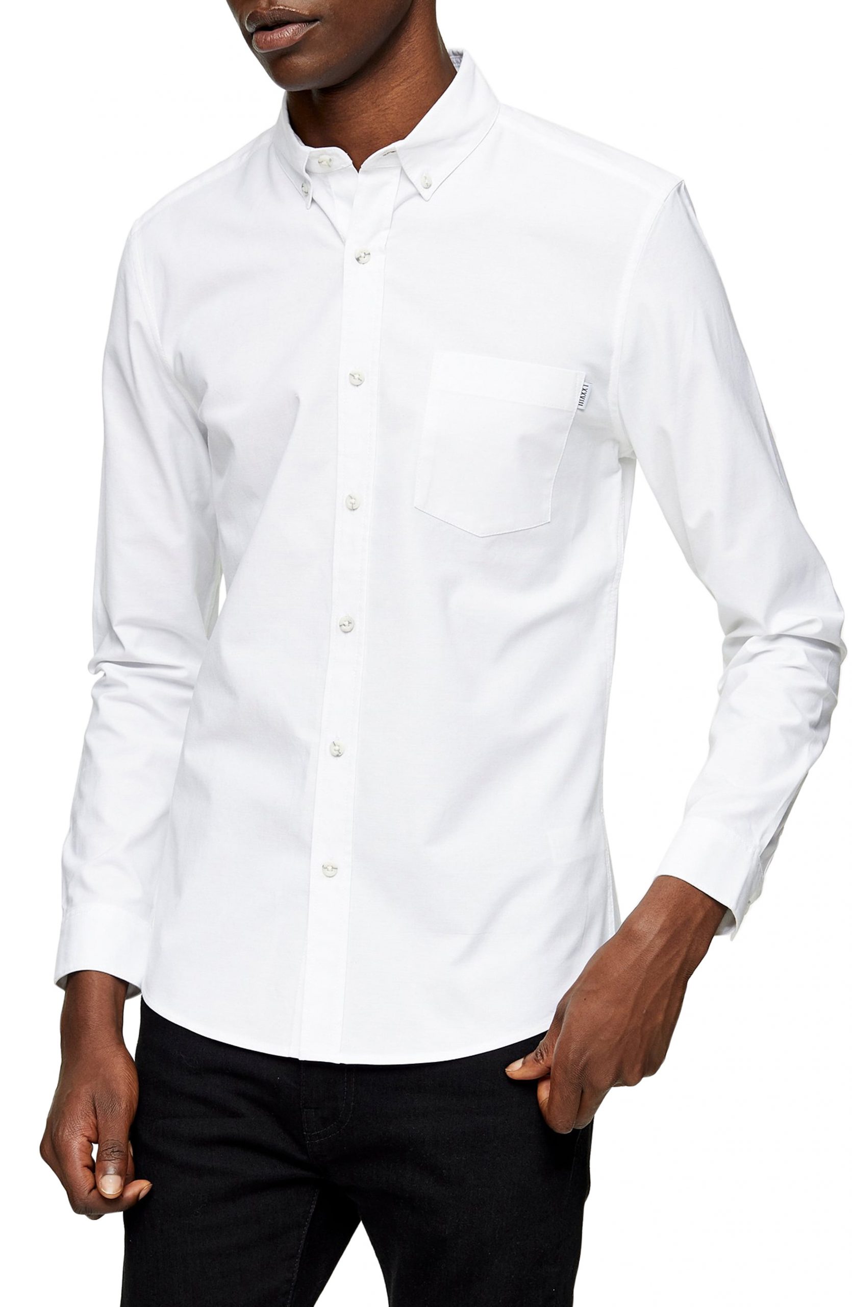 mens white button down shirt no pocket