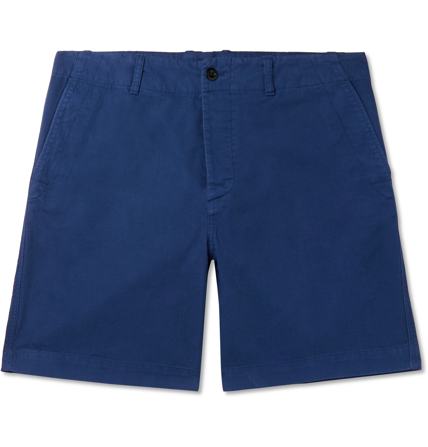Mr P. - Garment-Dyed Herringbone Cotton Shorts - Men - Blue | The ...