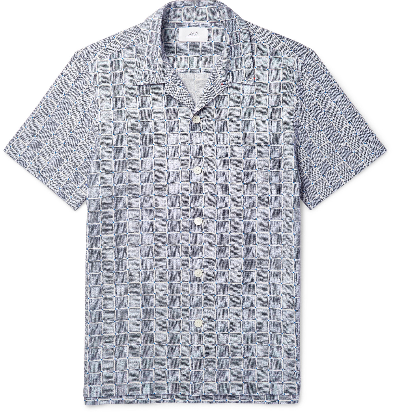 Mr P. - Printed Cotton-Seersucker Shirt - Men - Blue | The Fashionisto