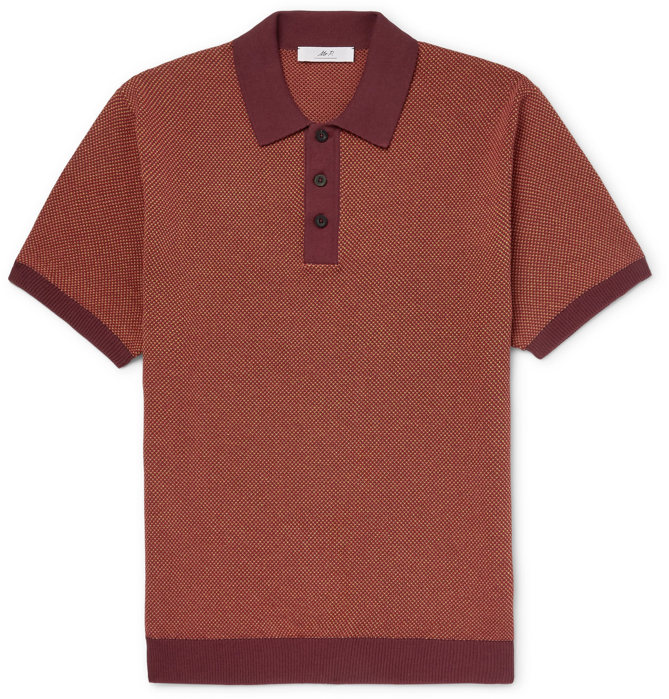 Mr P. - Textured-Knit Cotton-Piqué Polo Shirt - Men - Orange | The