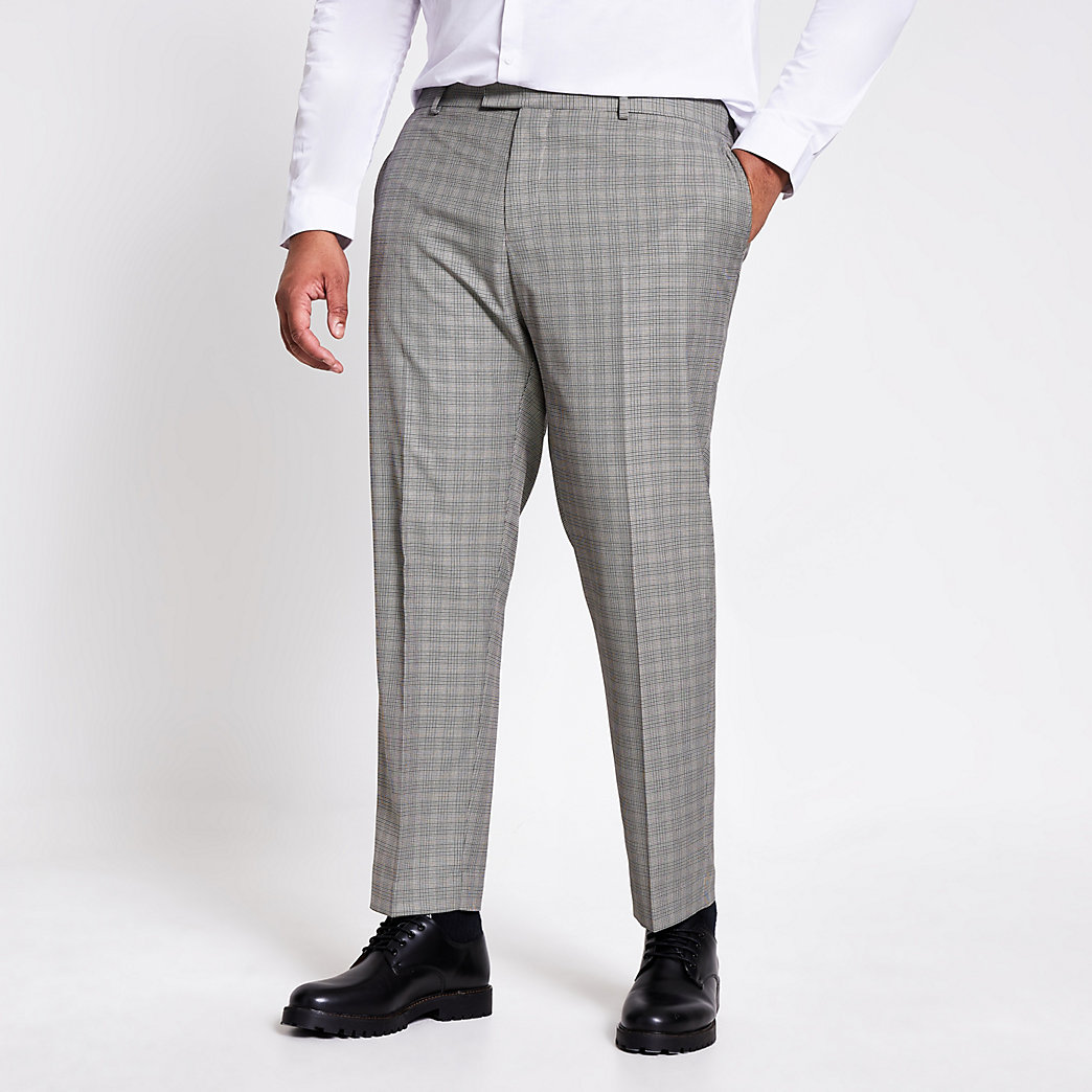 River Island Mens Big and Tall check skinny fit suit trousers | The ...