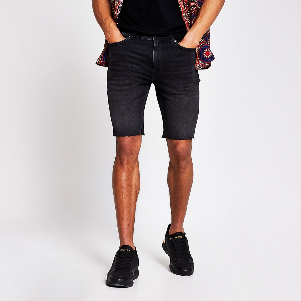 black cut off jean shorts mens