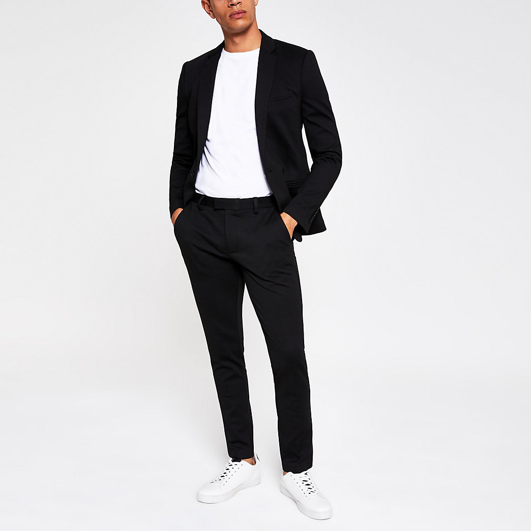 mens skinny fit black trousers
