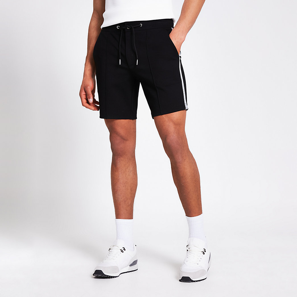 mens black skinny shorts