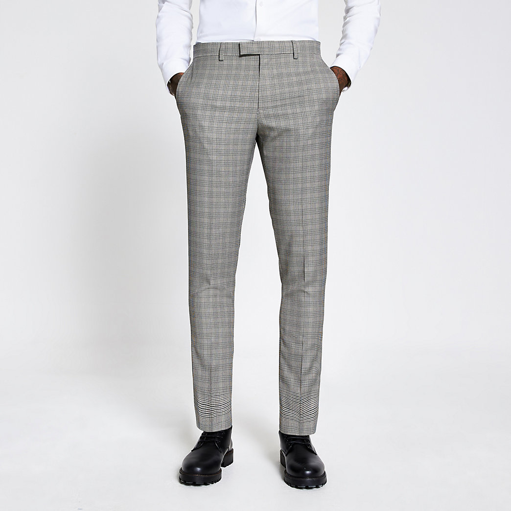 check skinny fit men's trousers