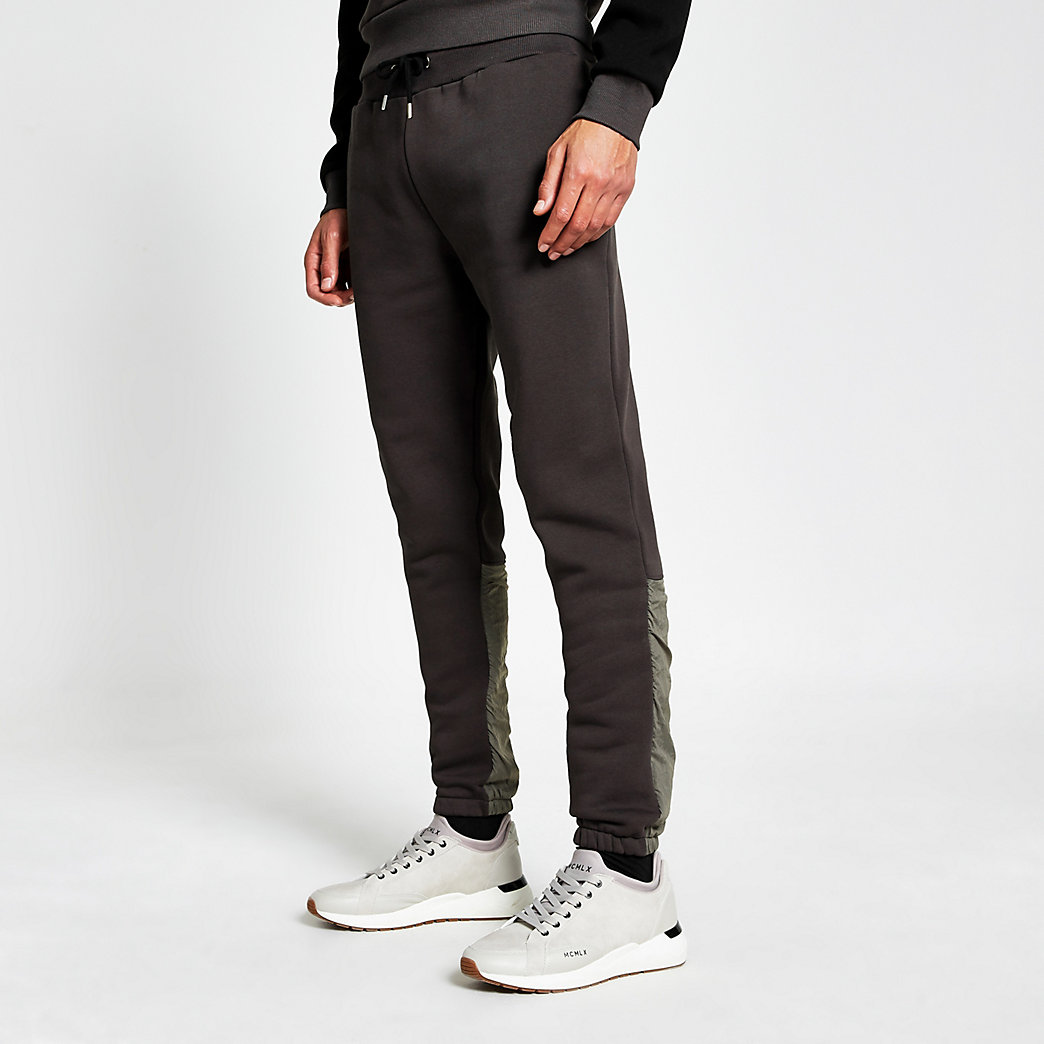 River Island Mens DVSN black nylon colour blocked joggers | The Fashionisto