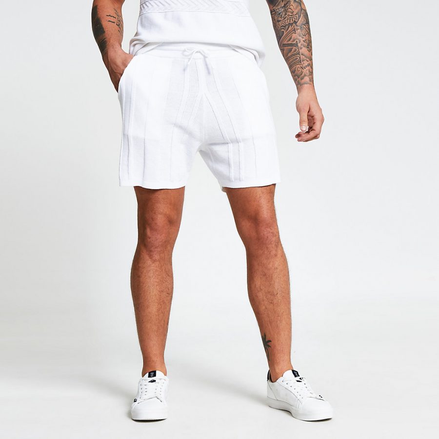 river island white embroidered shorts