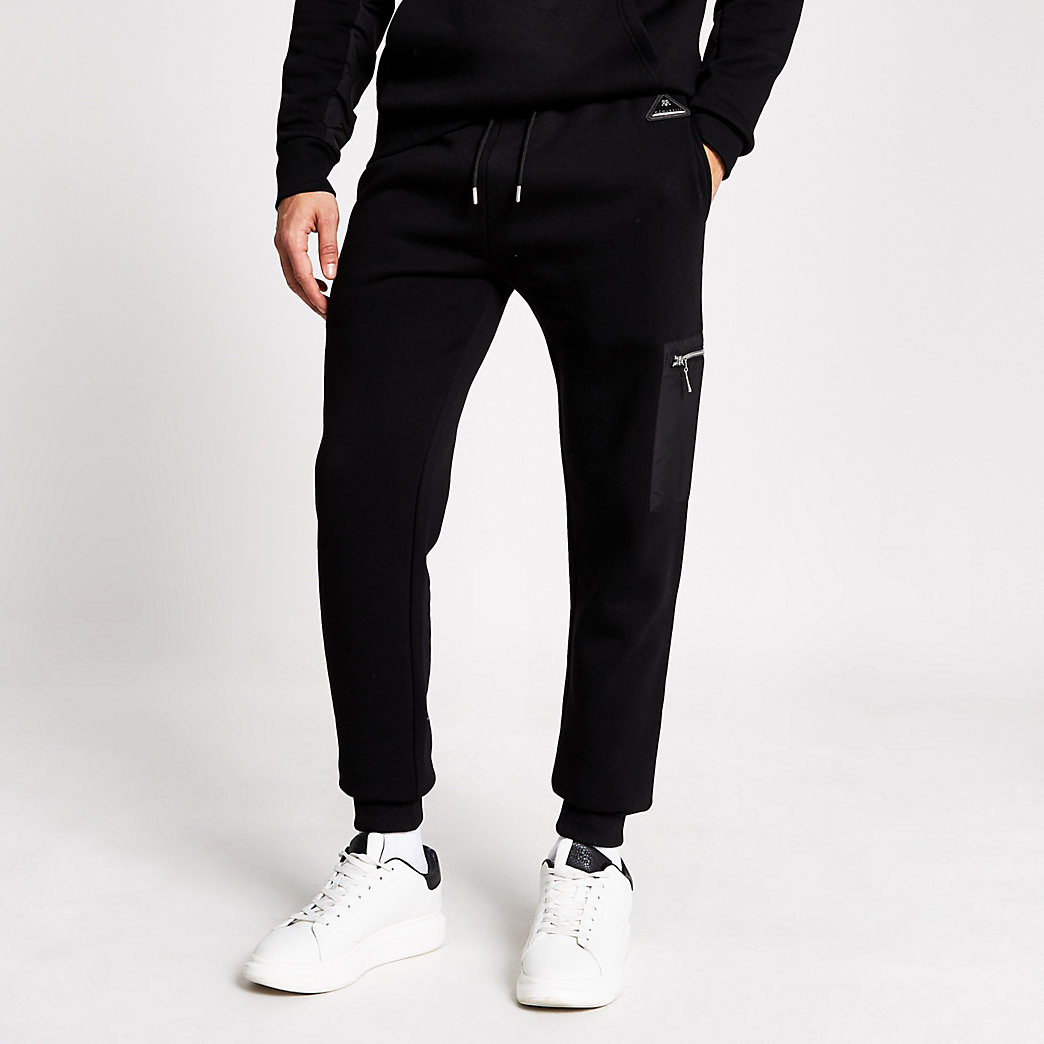 mens black stone island joggers