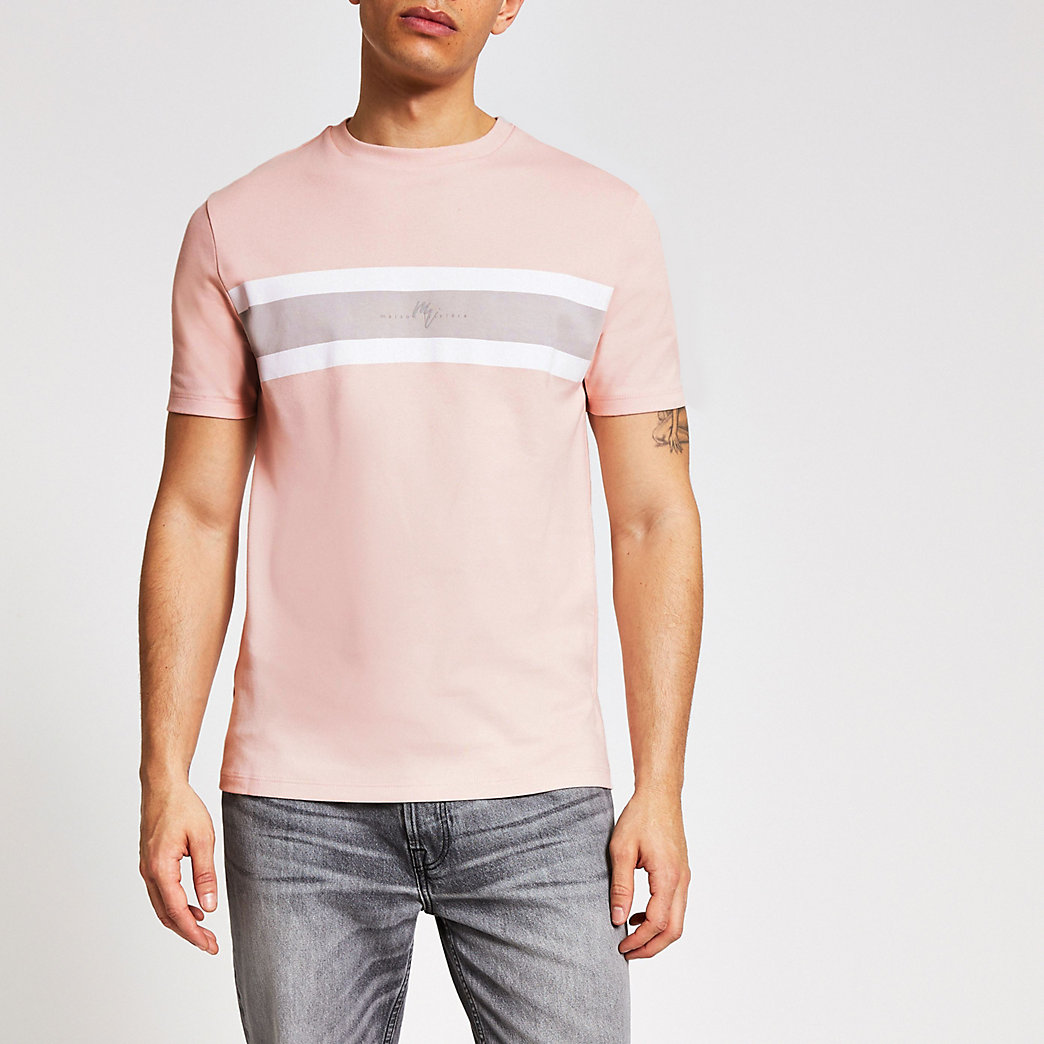 pink slim fit t shirt