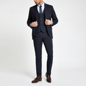 River Island Mens Navy slim fit suit trousers River Island Mens Navy slim fit suit trousers