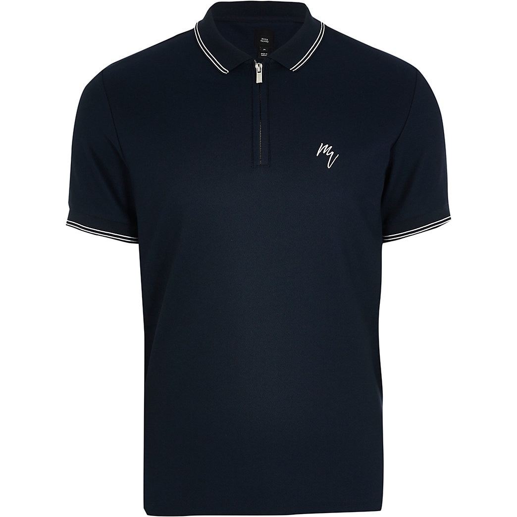navy slim fit polo
