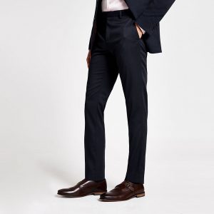 River Island Mens Navy stretch skinny suit trousers River Island Mens Navy stretch skinny suit trousers