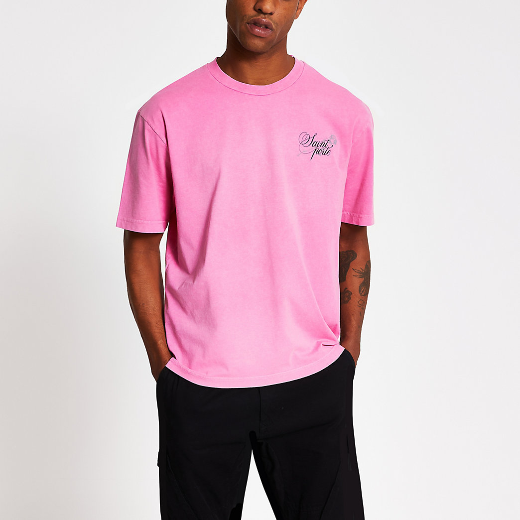 pink slim fit t shirt