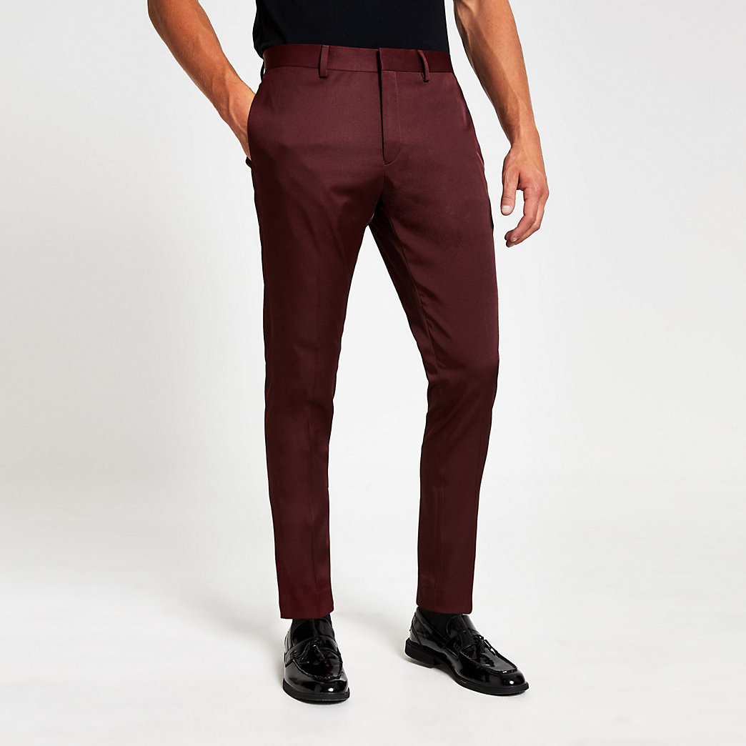 River Island Mens Red skinny stretch suit trousers | The Fashionisto