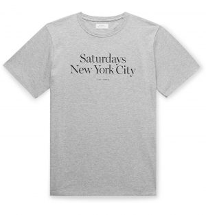 Saturdays NYC - Miller Logo-Print Mélange Cotton-Jersey T-Shirt - Men - Gray Saturdays NYC - Miller Logo-Print Mélange Cotton-Jersey T-Shirt - Men - Gray