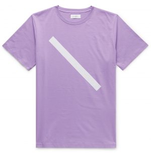 Saturdays NYC - Slash Printed Cotton-Jersey T-Shirt - Men - Purple Saturdays NYC - Slash Printed Cotton-Jersey T-Shirt - Men - Purple