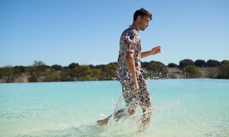 Sporting coordinated style, Arran Sly wears fashions from Scotch & Soda's Keoni collection. » Scotch & Soda Takes Inspiration from Keoni for Summer Capsule Collection Sporting coordinated style, Arran Sly wears fashions from Scotch & Soda's Keoni collection.