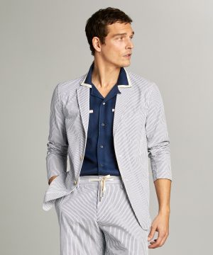 Seersucker Traveler Suit Jacket in Blue Seersucker Traveler Suit Jacket in Blue
