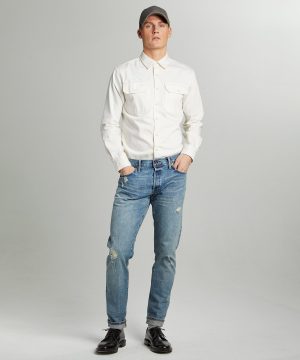 Slim Fit Japanese Selvedge Jean in New Distressed Wash Slim Fit Japanese Selvedge Jean in New Distressed Wash