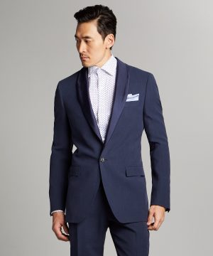 Sutton Shawl Collar Tuxedo Jacket in Navy Italian Linen Sutton Shawl Collar Tuxedo Jacket in Navy Italian Linen