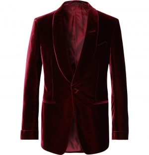 TOM FORD - Burgundy Shelton Slim-Fit Shawl-Collar Velvet Tuxedo Jacket - Men - Burgundy TOM FORD - Burgundy Shelton Slim-Fit Shawl-Collar Velvet Tuxedo Jacket - Men - Burgundy