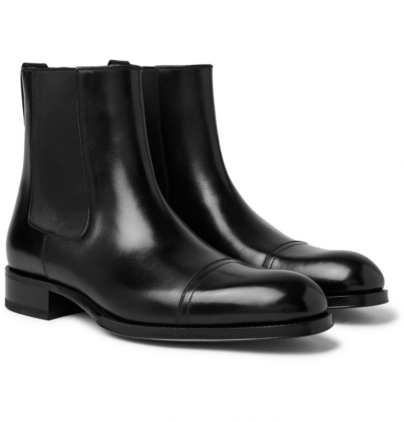 TOM FORD - Edgar Cap-Toe Polished-Leather Chelsea Boots - Men - Black ...