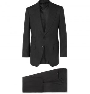 TOM FORD - Grey Atticus Slim-Fit Pinstriped Wool and Silk-Blend Suit - Men - Black TOM FORD - Grey Atticus Slim-Fit Pinstriped Wool and Silk-Blend Suit - Men - Black