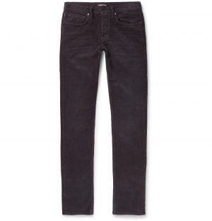 TOM FORD - Navy Slim-Fit Cotton-Blend Corduroy Trousers - Men - Gray TOM FORD - Navy Slim-Fit Cotton-Blend Corduroy Trousers - Men - Gray