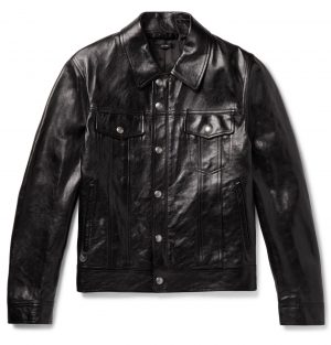 TOM FORD - Polished-Leather Trucker Jacket - Men - Black TOM FORD - Polished-Leather Trucker Jacket - Men - Black