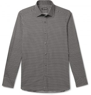 TOM FORD - Printed Cotton and Lyocell-Blend Shirt - Men - Black TOM FORD - Printed Cotton and Lyocell-Blend Shirt - Men - Black