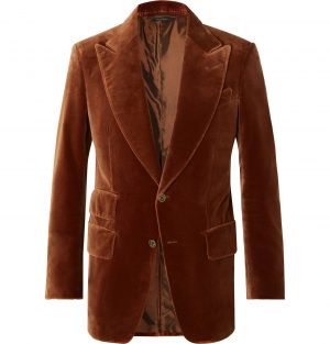 TOM FORD - Rust Atticus Slim-Fit Cotton-Velvet Blazer - Men - Brown TOM FORD - Rust Atticus Slim-Fit Cotton-Velvet Blazer - Men - Brown