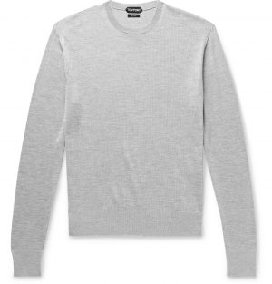 TOM FORD - Silk and Cotton-Blend Sweater - Men - Gray TOM FORD - Silk and Cotton-Blend Sweater - Men - Gray